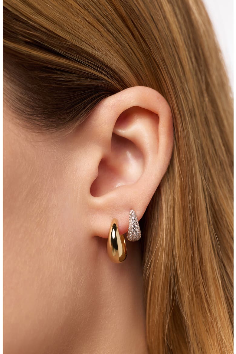 Nate Pavé Huggie Hoop Earrings, Alternate, color, GOLD CLEAR