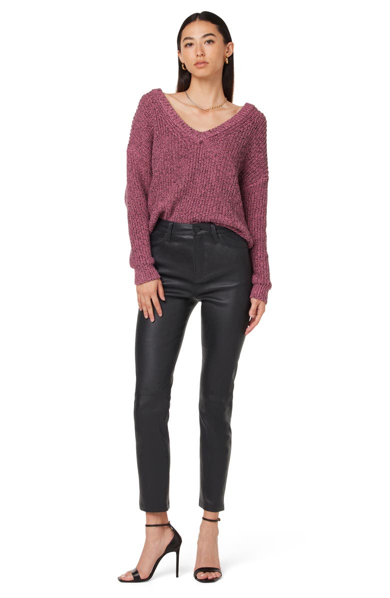 Hudson Jeans Harlow Leather Ultra High Waist Cigarette Jeans, Alternate, color, Black