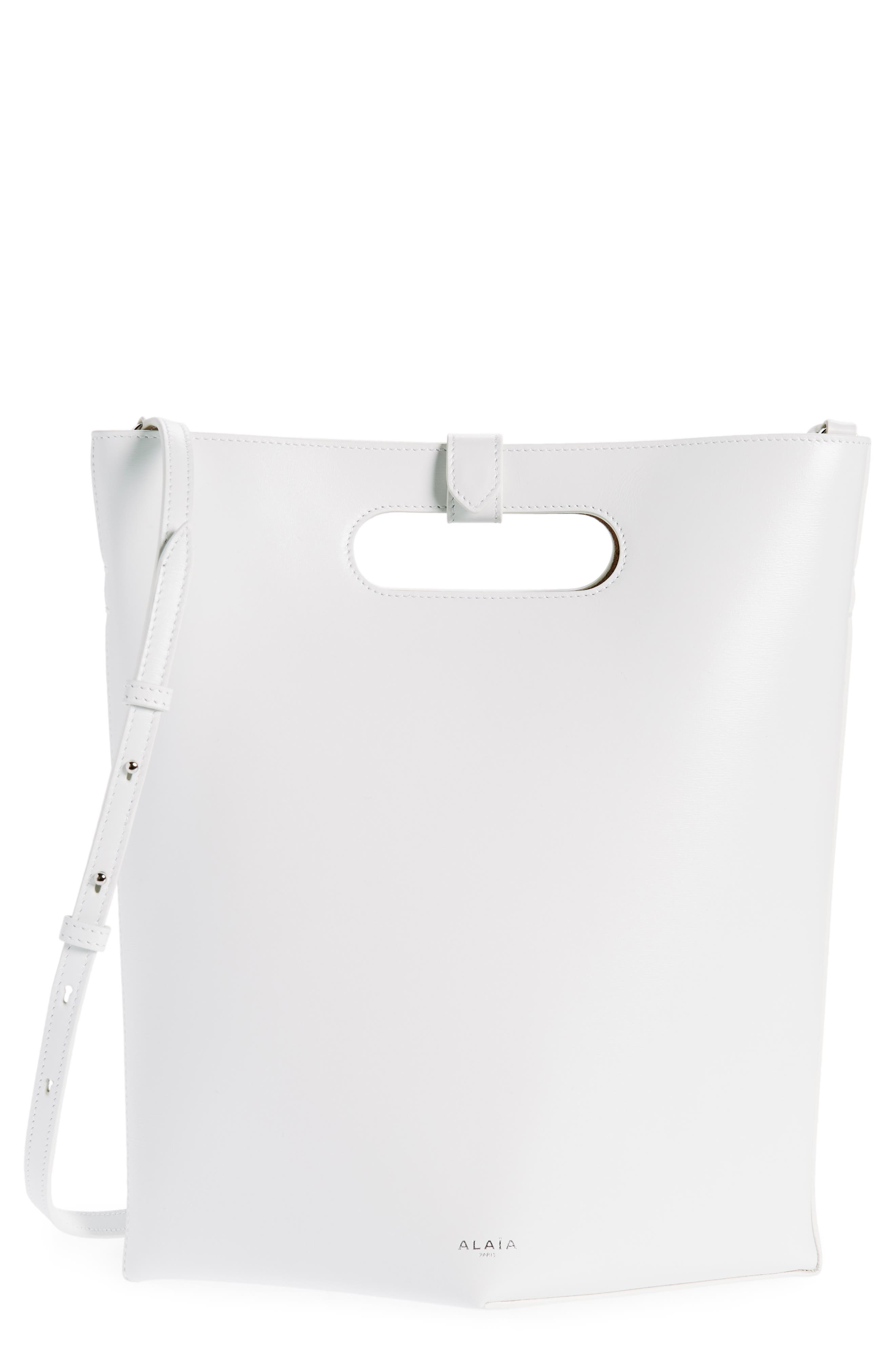 Alaïa Folded Calfskin Leather Tote, Main, color, 