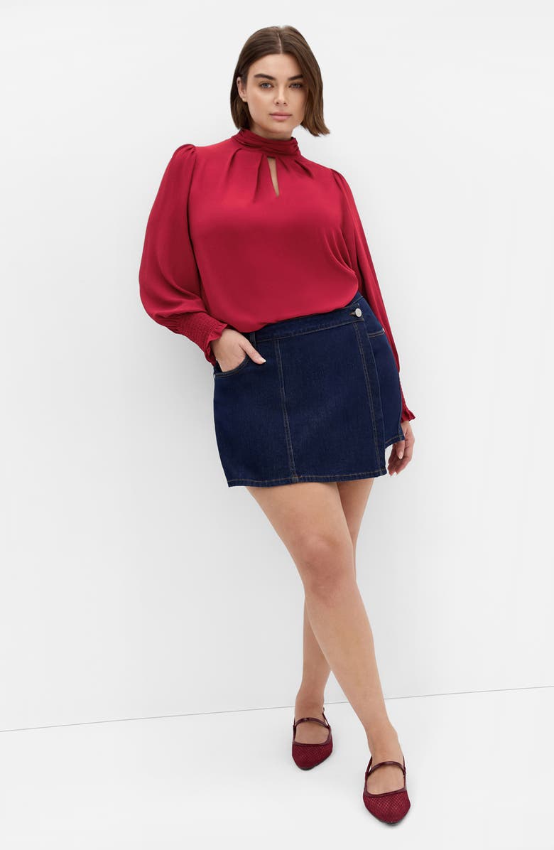 City Chic Iris Keyhole Top, Alternate, color, Ruby