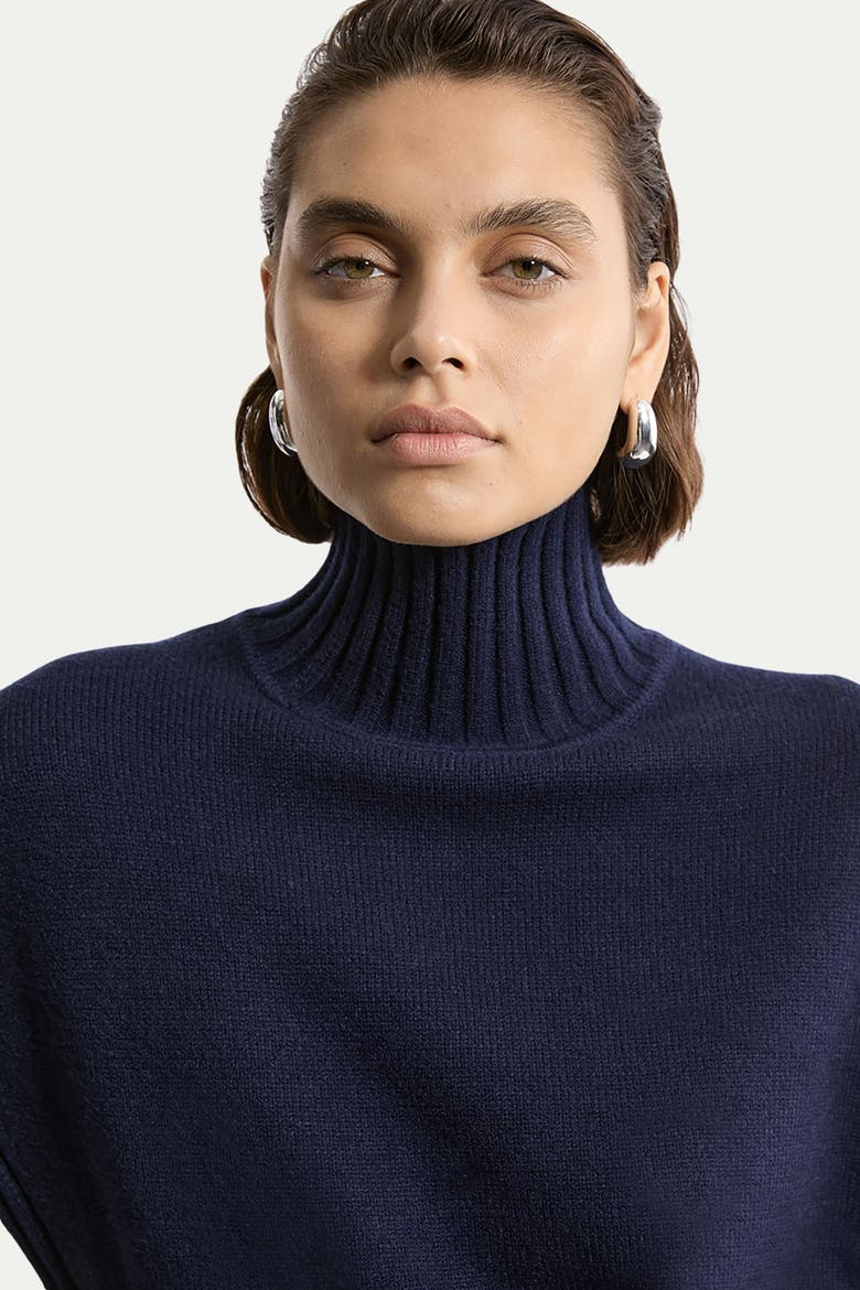 High Neck Knitted Tunic Top, Alternate, color, Navy