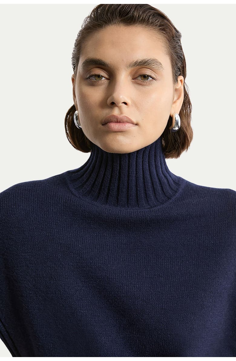 Karen Millen High Neck Knitted Tunic Top, Alternate, color, Navy