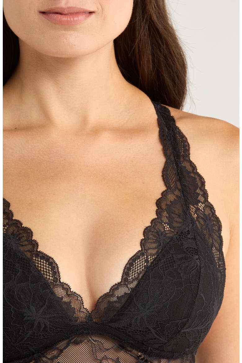 Stormi Lace Trim Racerback Bralette, Alternate, color, CAVIAR