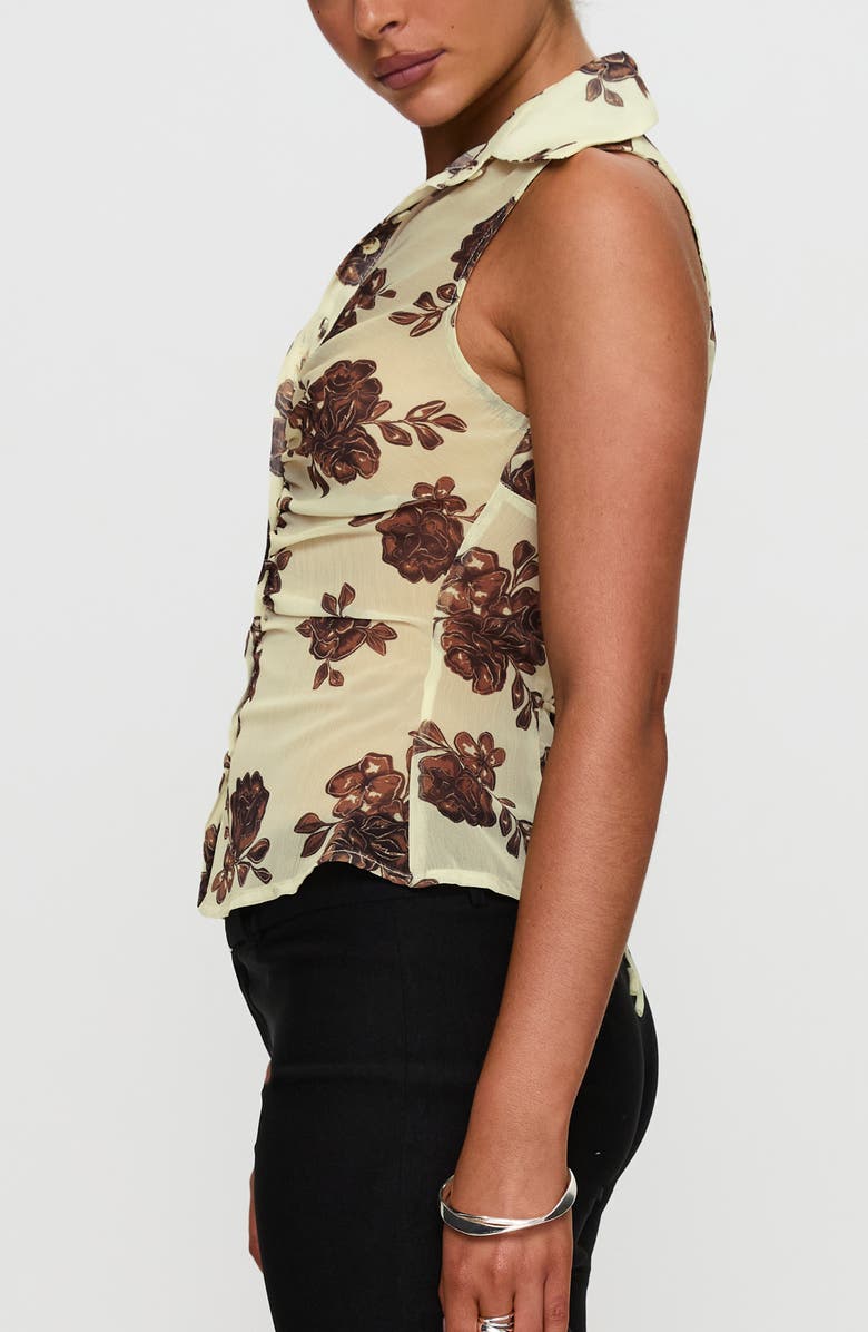 Princess Polly Present Tense Ruched Sheer Top, Alternate, color, Yellow Floral