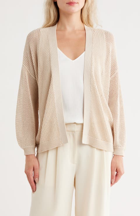 Open Stitch Front Cotton Cardigan