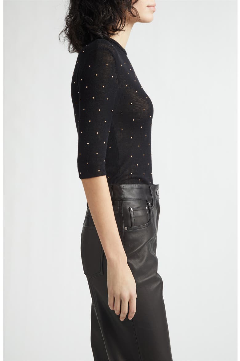Studded Wool Sweater, Alternate, color, BLACK