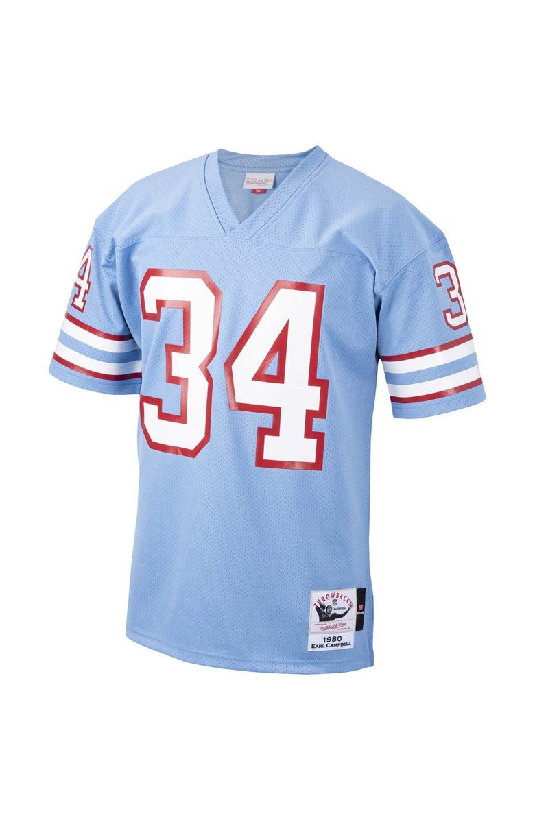 Mitchell & Ness Men's Mitchell & Ness Earl Campbell Light Blue Houston Oilers 1980 Authentic Throwback Retired Player Jersey, Alternate, color, Light Blue