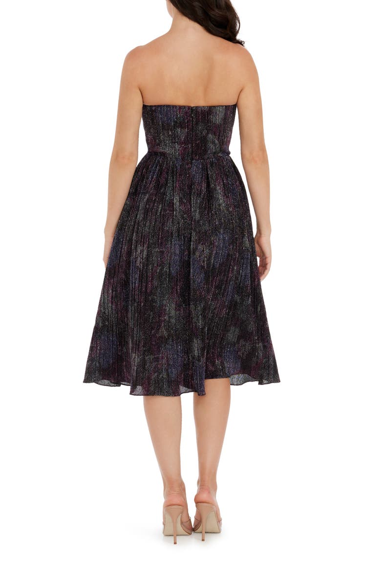 Rosalie Strapless Metallic Cocktail Dress, Alternate, color, EGGPLANT MULTI