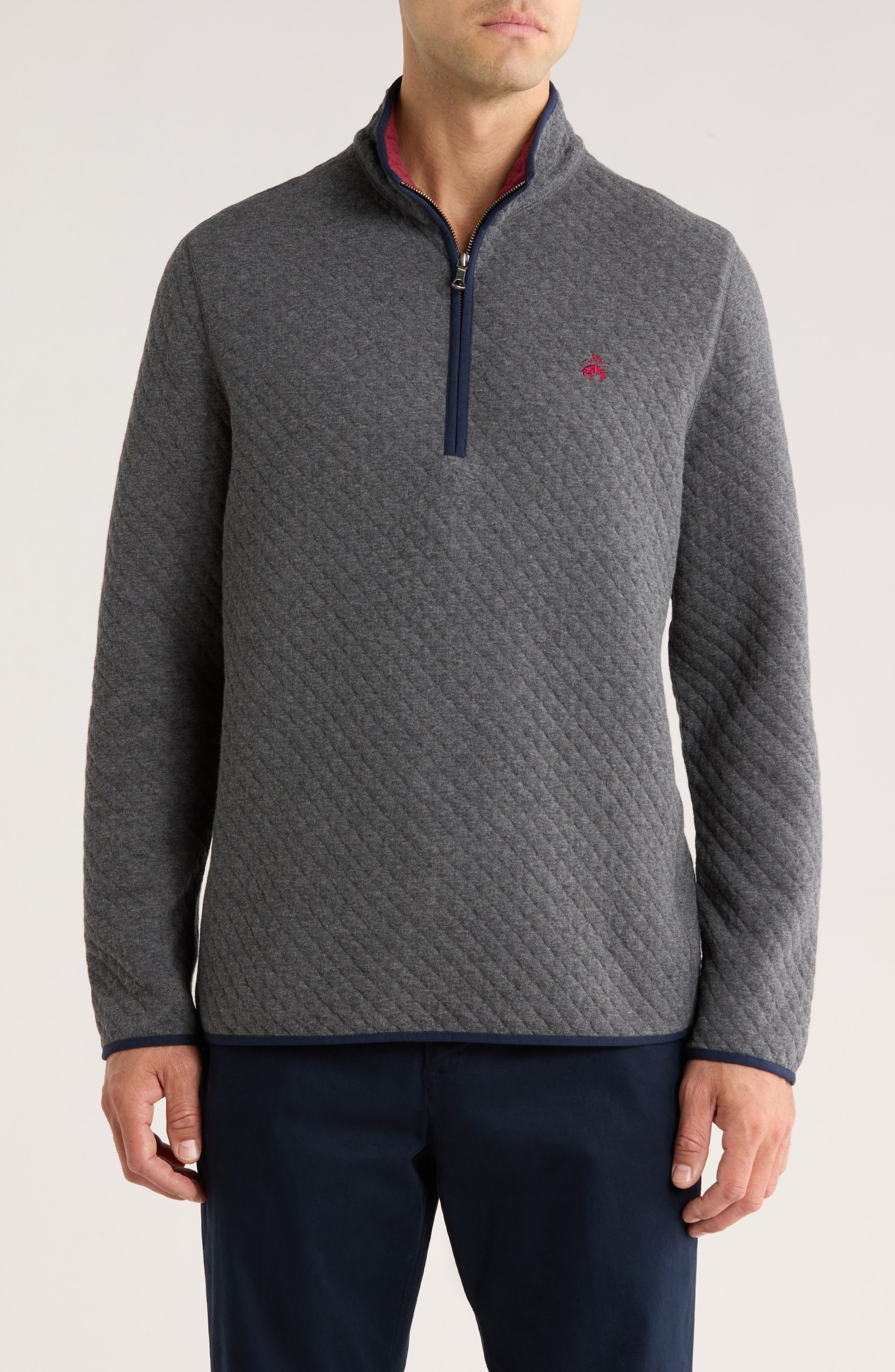 Brooks Brothers Quilted Fleece Quarter Zip Pullover