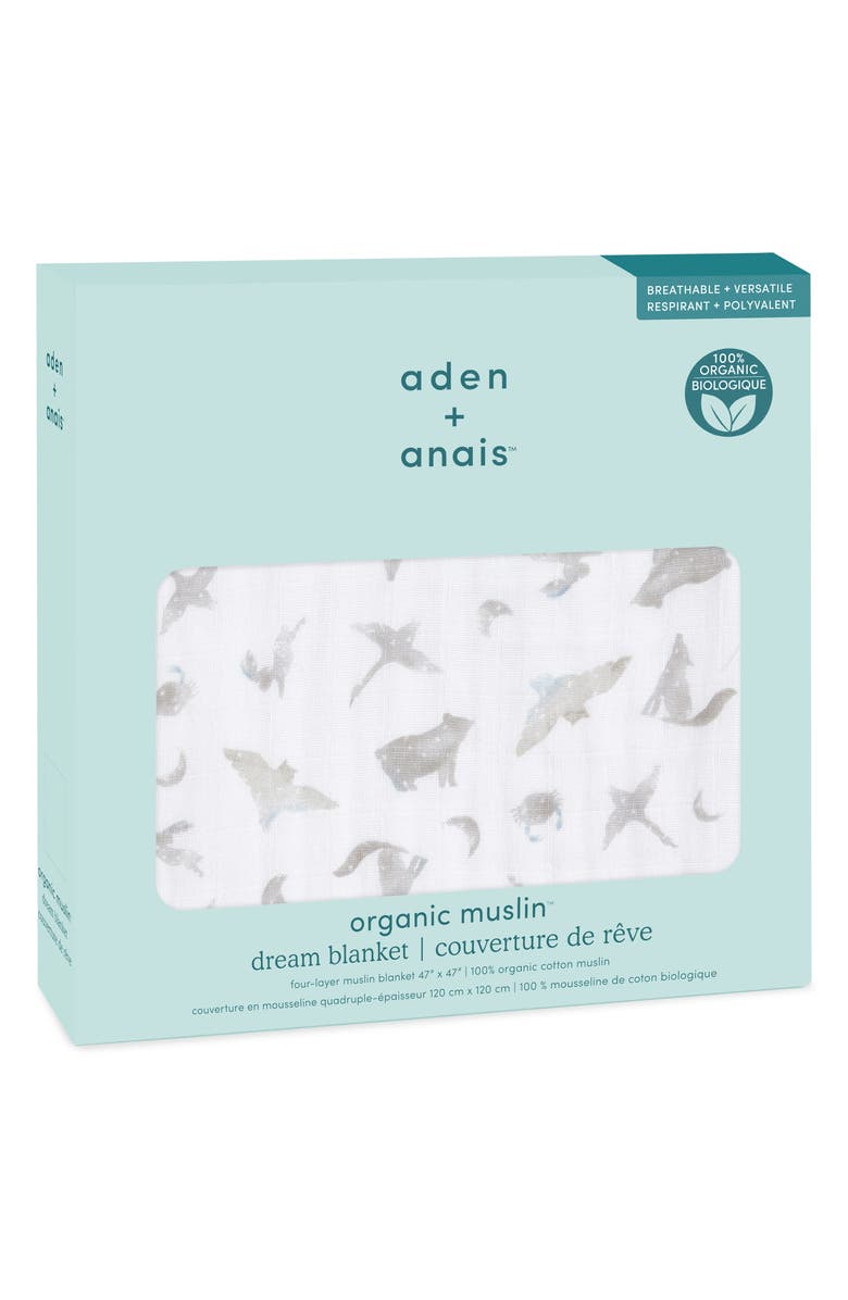 aden + anais Dream Organic Cotton Muslin Blanket, Alternate, color, Map The Stars Grey