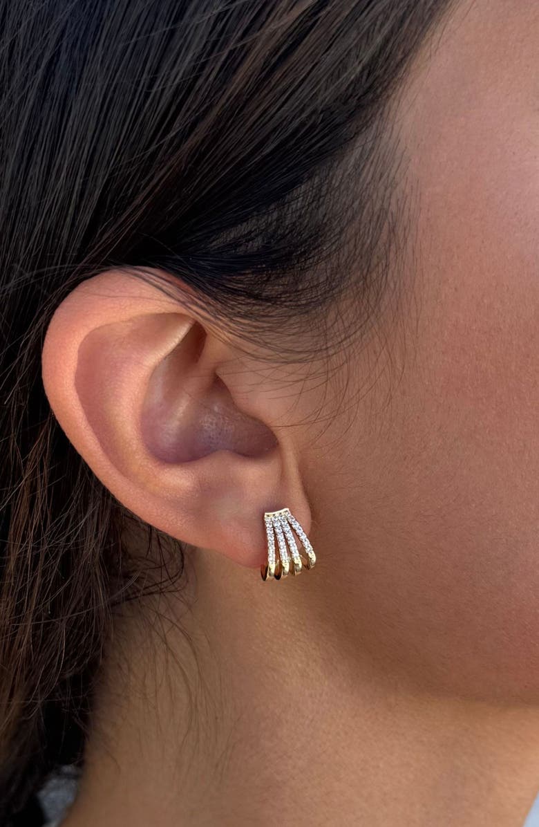 Adornia Cubic Zirconia Multi Row Huggie Hoop Earrings, Alternate, color, Gold