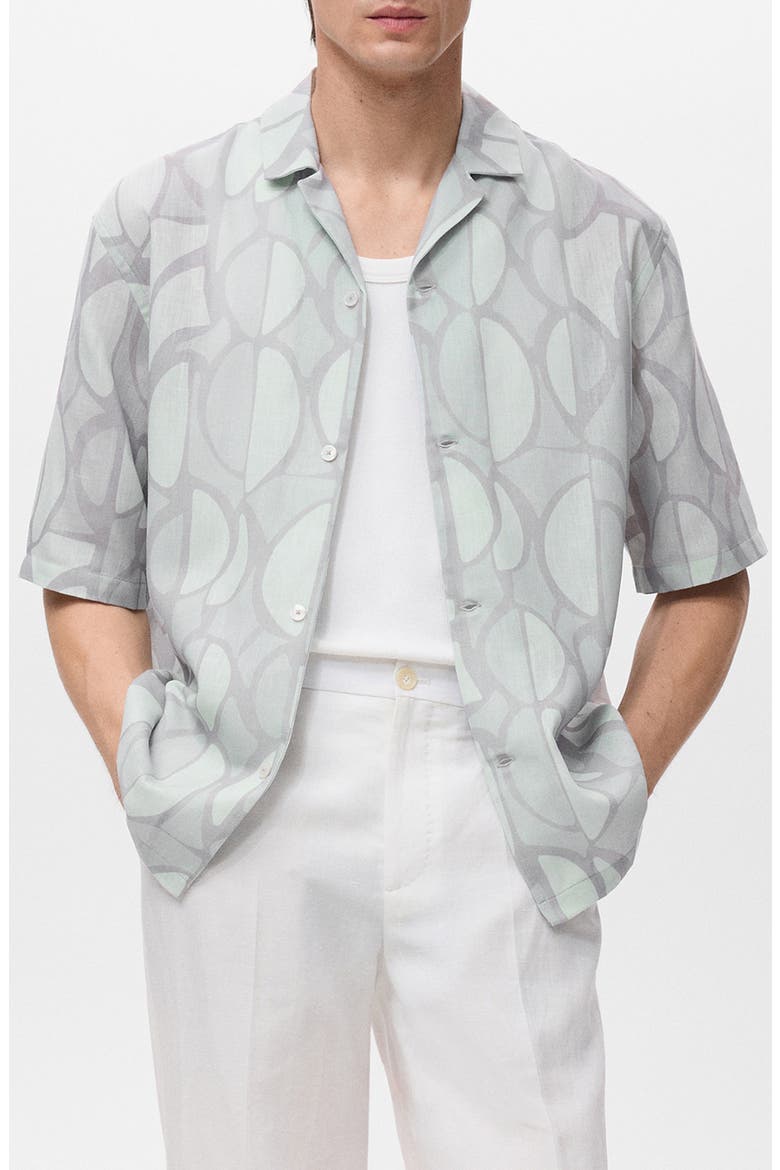 Geo Print Camp Shirt, Main, color, SKY BLUE