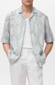 MANGO Geo Print Camp Shirt