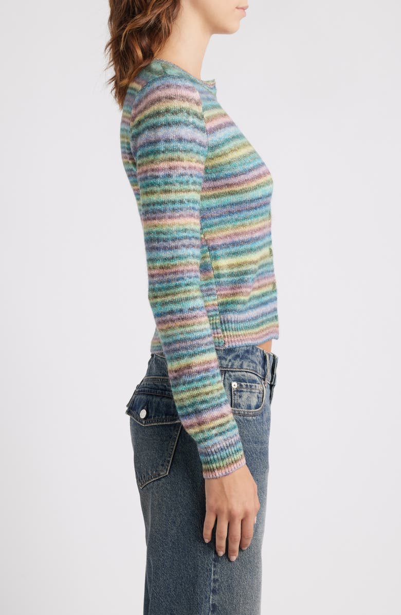 BDG Urban Outfitters Space Dye Stripe Cardigan, Alternate, color, Green