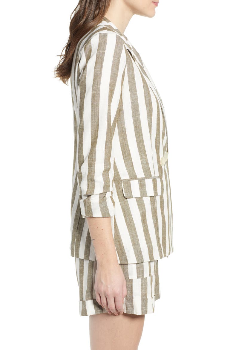 Chriselle Lim Cherie Stripe Blazer, Alternate, color, OLIVE STRIPE