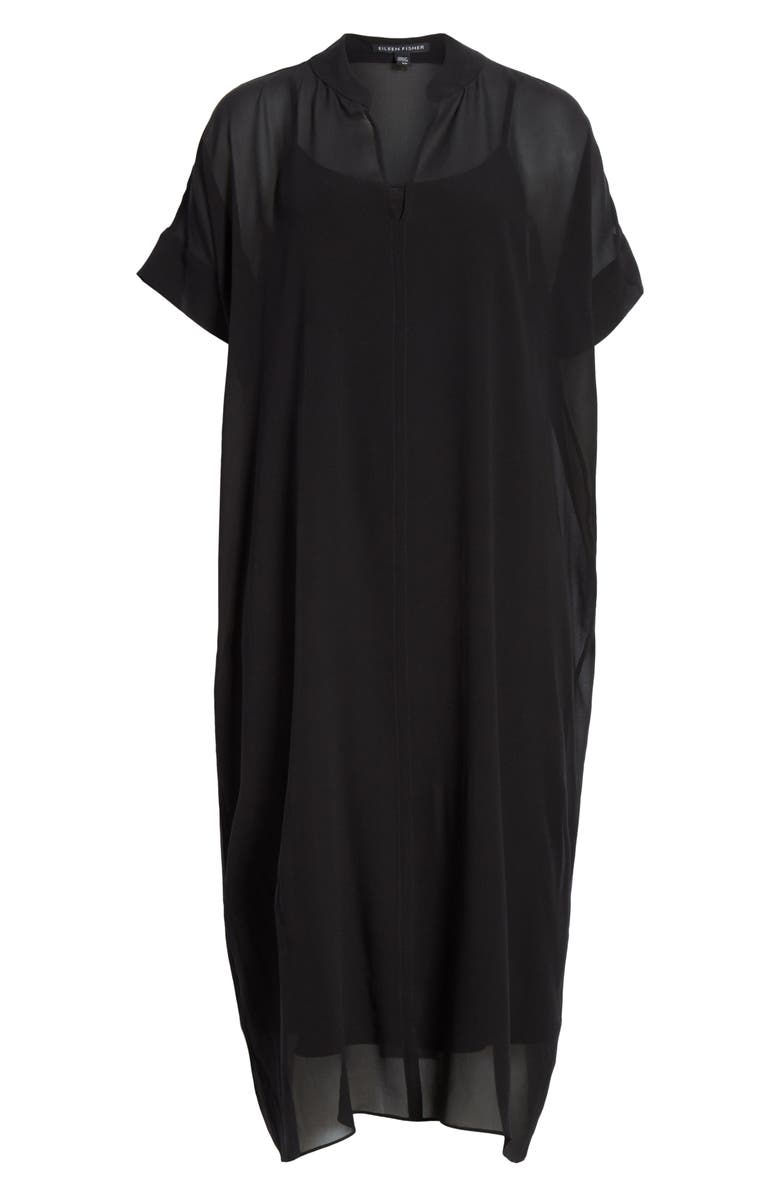 Eileen Fisher Sheer Overlay Silk Dress, Alternate, color, 