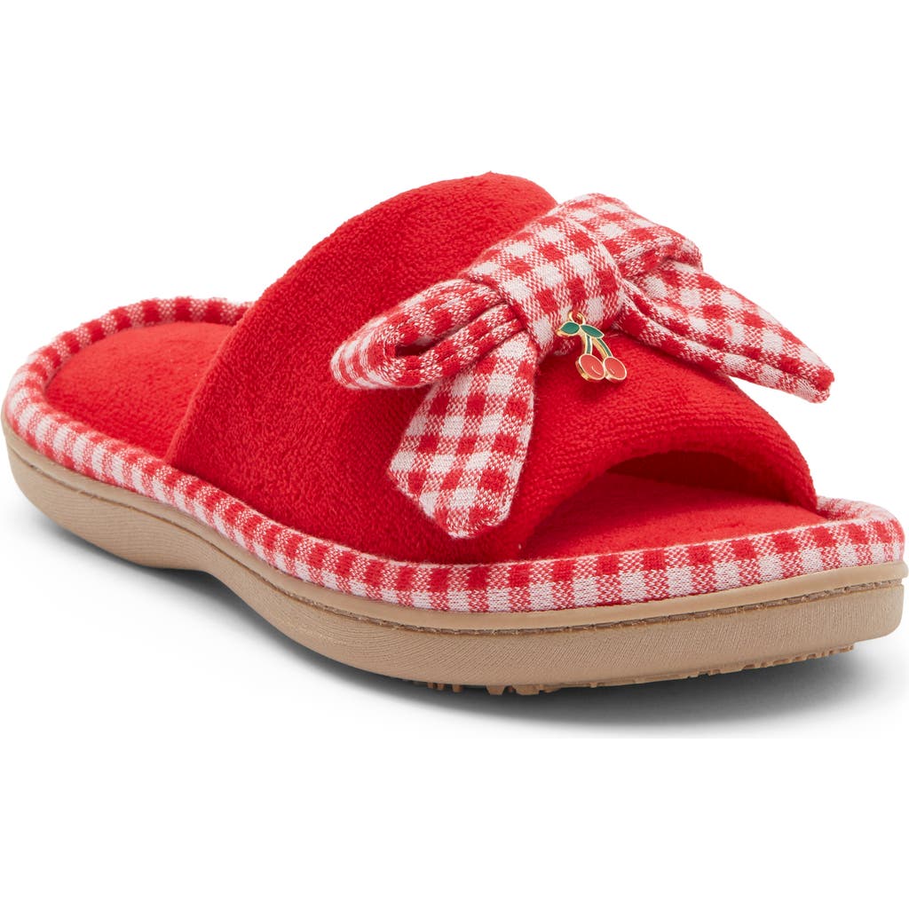 Isotoner Microterry Bow Slide Slipper In Red