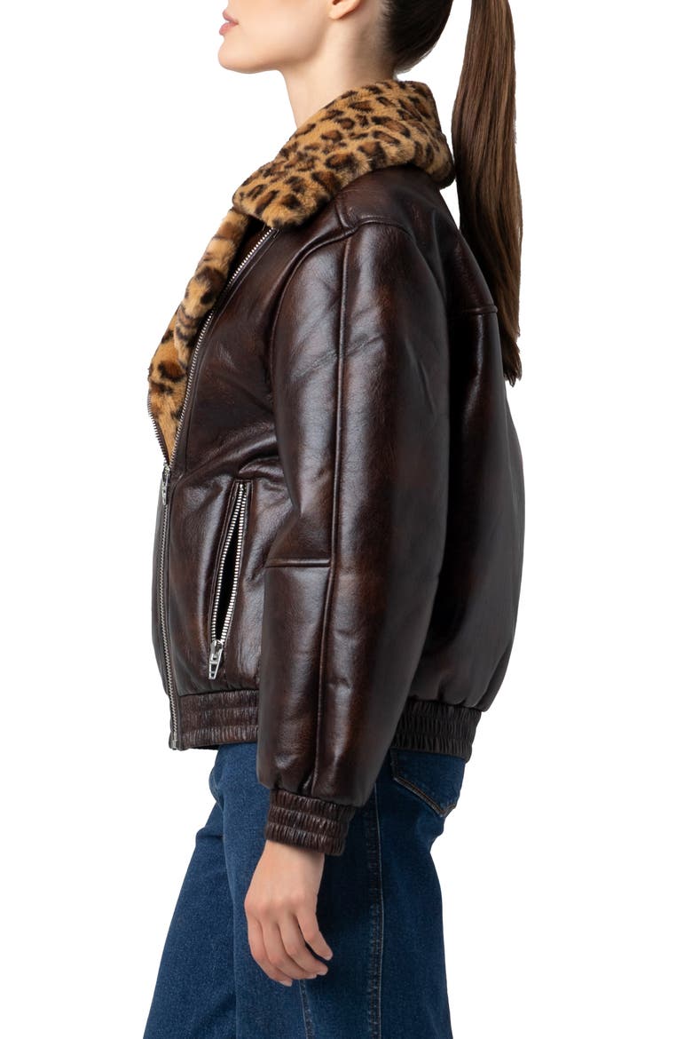 Faux Leather & Faux Shearling Moto Jacket, Alternate, color, WEEKEND WARRIOR