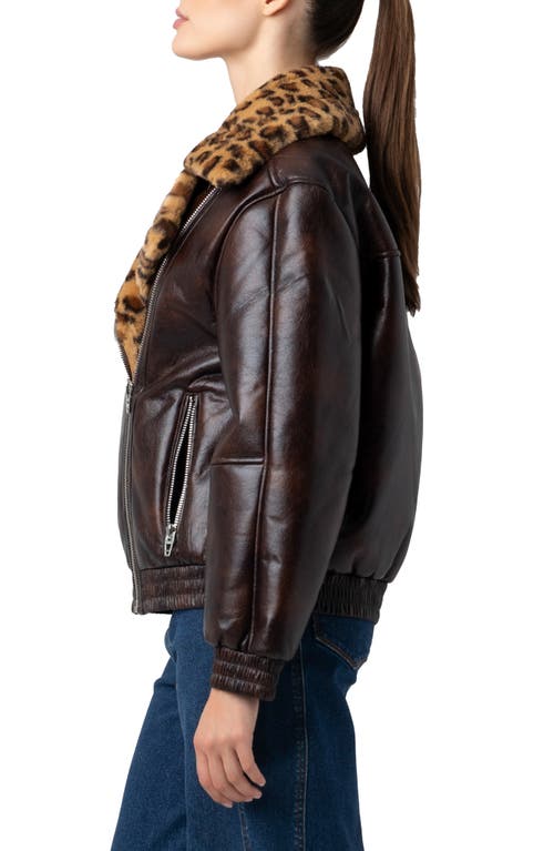 Blanknyc Faux Leather & Faux Shearling Moto Jacket In Brown