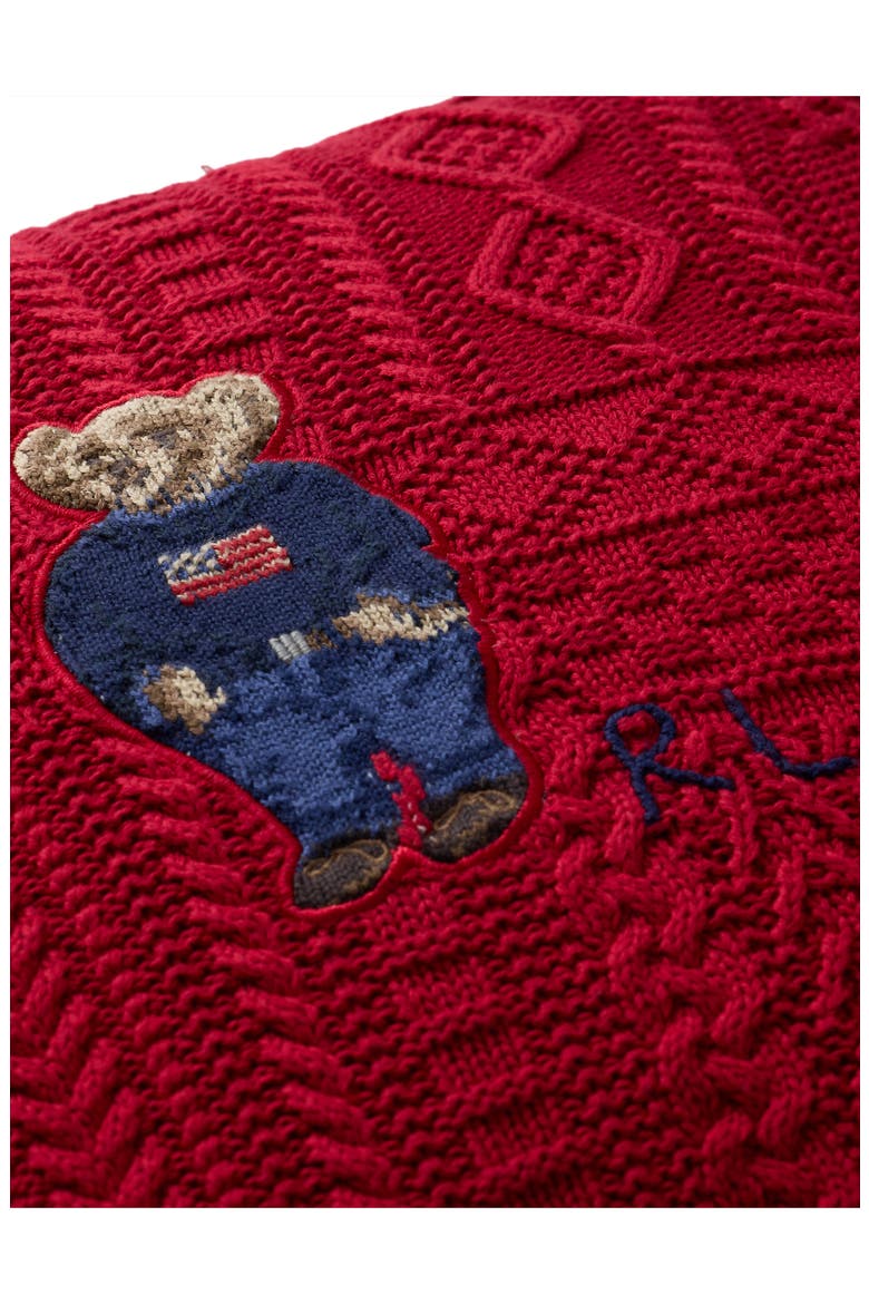 Cable Knit Decorative Pillow, Alternate, color, RL2000 RED