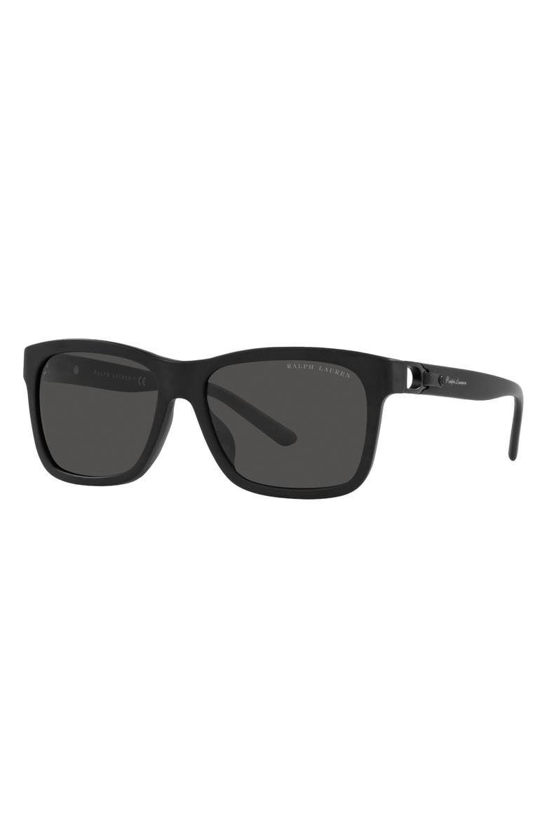 Ralph Lauren 57mm Rectangular Sunglasses, Alternate, color, Matte Black / Dark Grey
