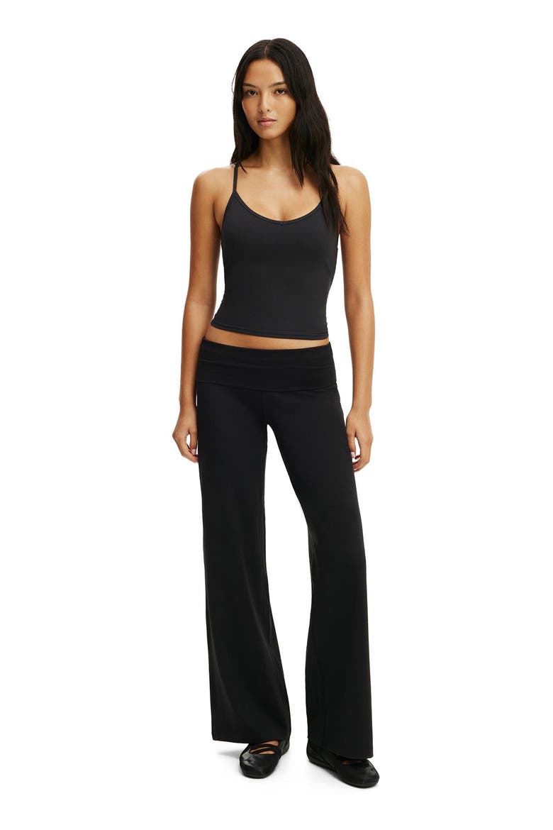 Women's Active Ultra Soft Roll Over Wide Leg Pant, Alternate, color, Black