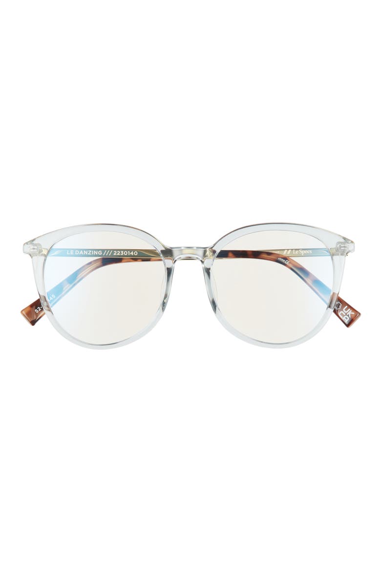 Le Danzing 52mm Round Blue Light Blocking Glasses, Main, color, GREY/ GOLD/ ANTI BLUE LIGHT