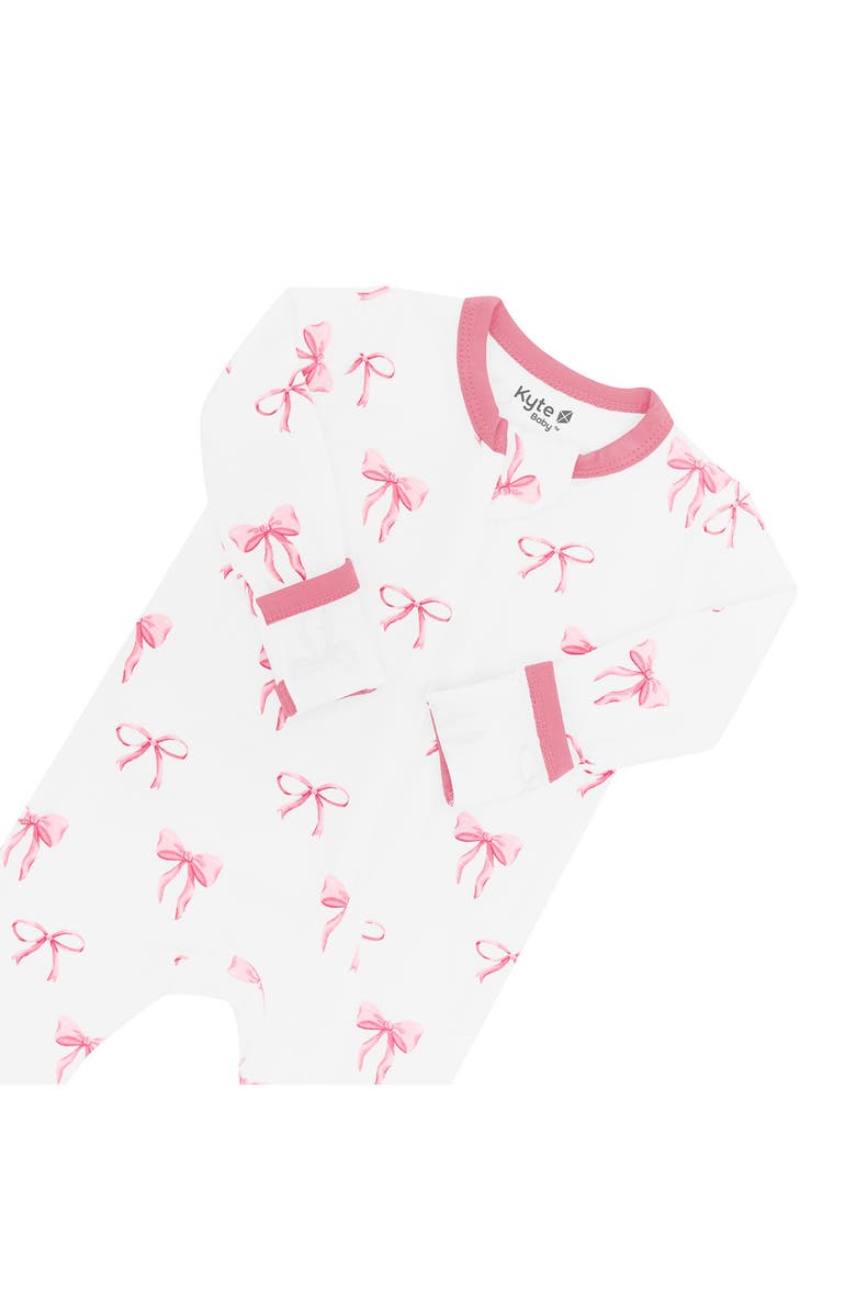 Kyte BABY Bow Zip-Up Romper, Alternate, color, Bow