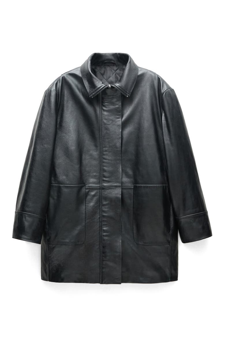 Oversize Faux Leather Jacket, Alternate, color, BLACK