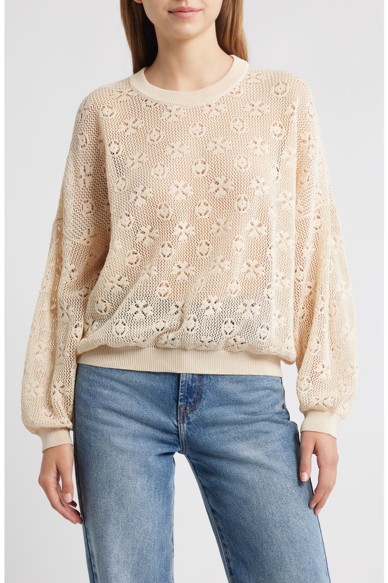 The Open Stitch Cotton Pullover, Main, color, NATURAL