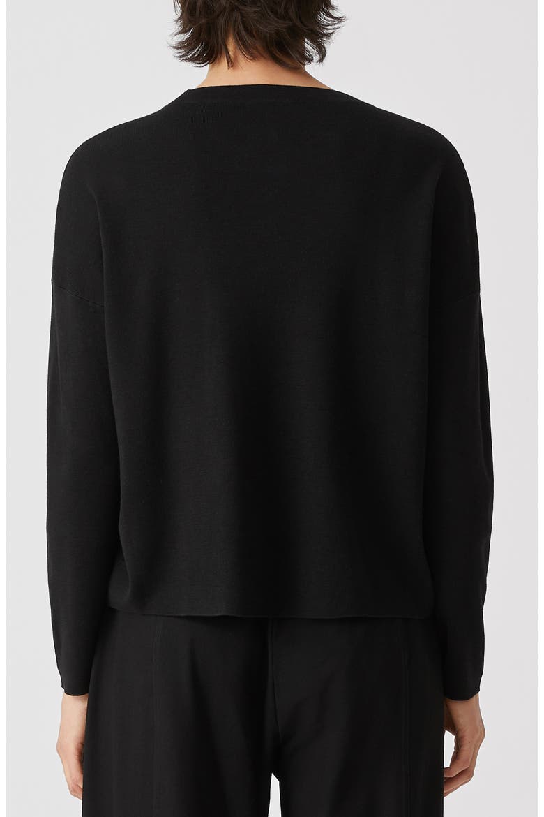 Merino Wool Crewneck Sweater, Alternate, color, BLACK