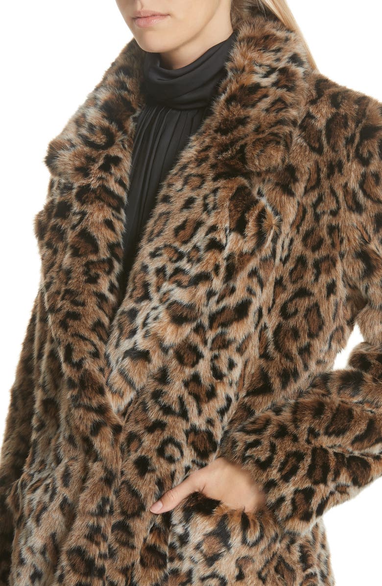 Smythe Leopard Print Faux Fur Coat, Alternate, color,