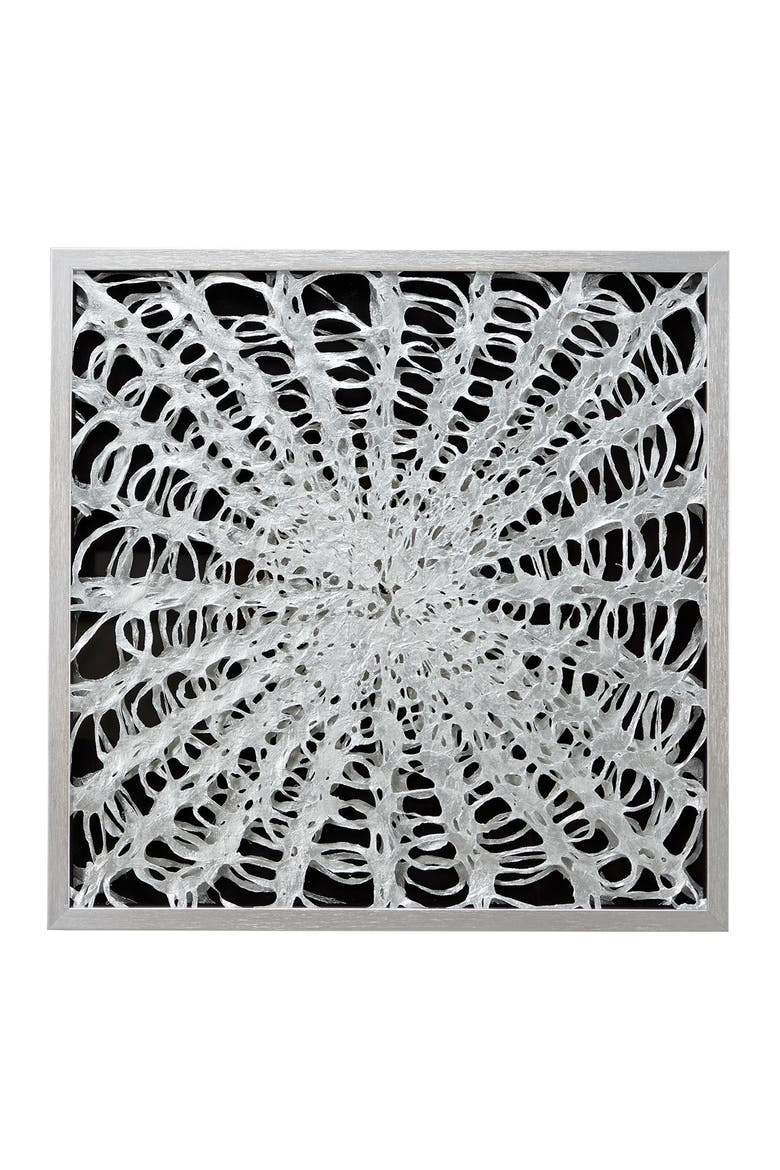 Large Square Modern Black & White Abstract Art Shadow Box Wall Decor, Main, color, WHITE