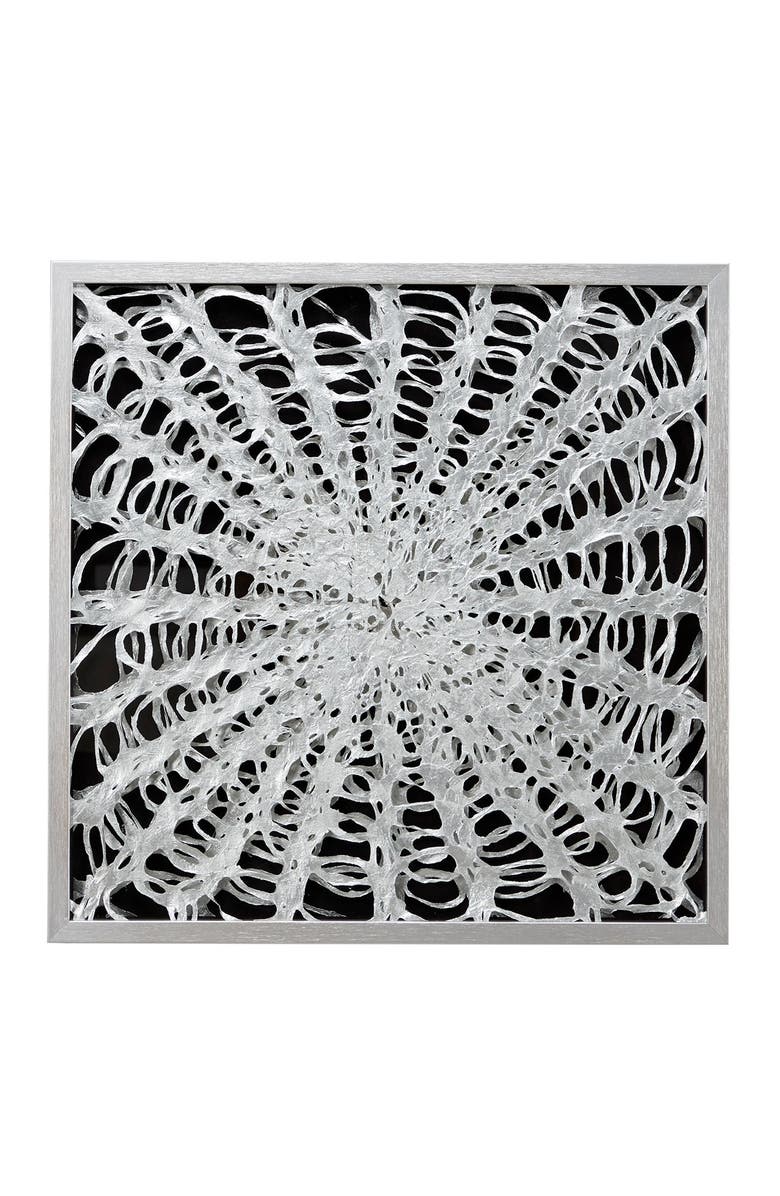 WILLOW ROW Large Square Modern Black & White Abstract Art Shadow Box Wall Decor, Main, color, 