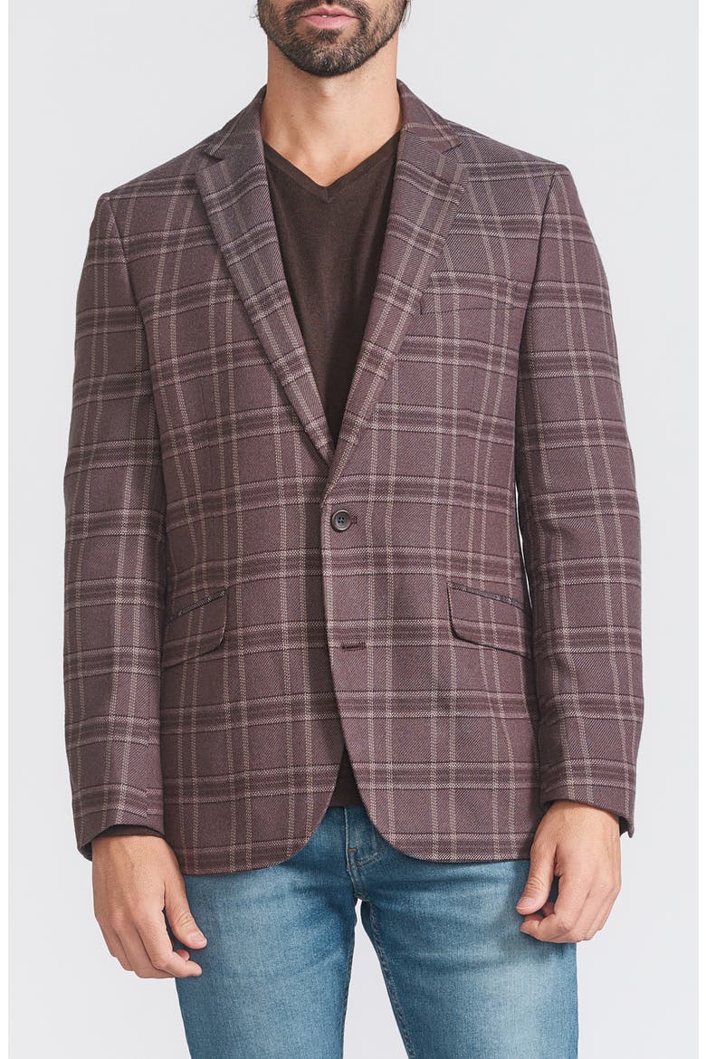 Plaid Sport Coat, Main, color, BROWN