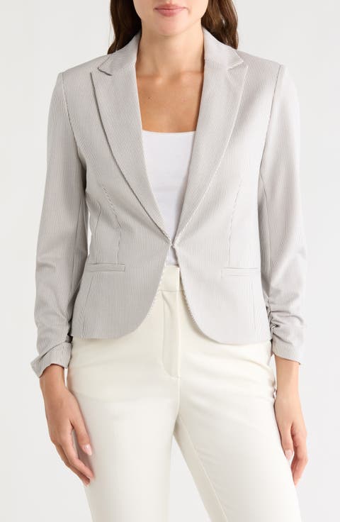 Stripe Scrunch Sleeve Jacket