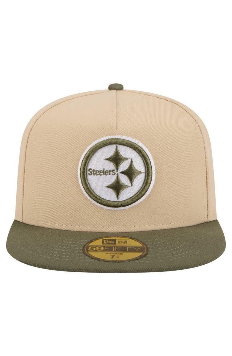 New Era Men's New Era  Beige/Olive Pittsburgh Steelers Color Pack A-Frame 59FIFTY Fitted Hat, Alternate, color, 