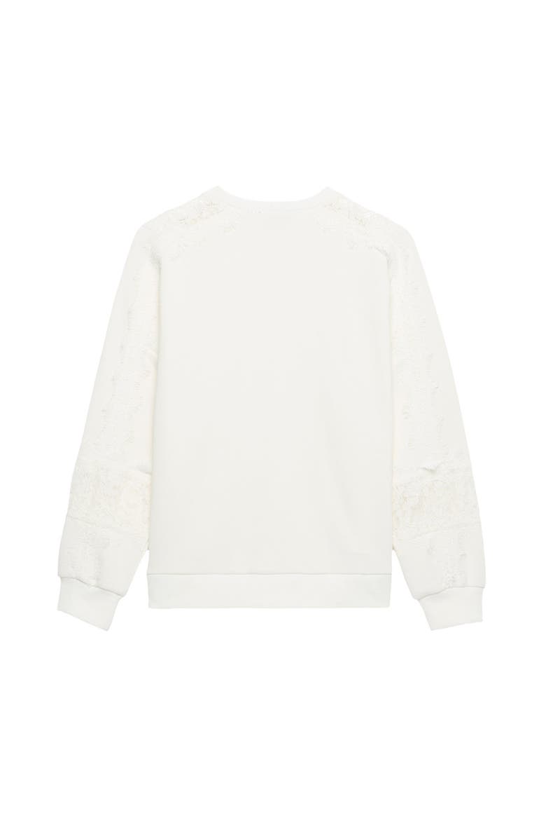 Lace Detail Sweatshirt, Alternate, color, Ivory