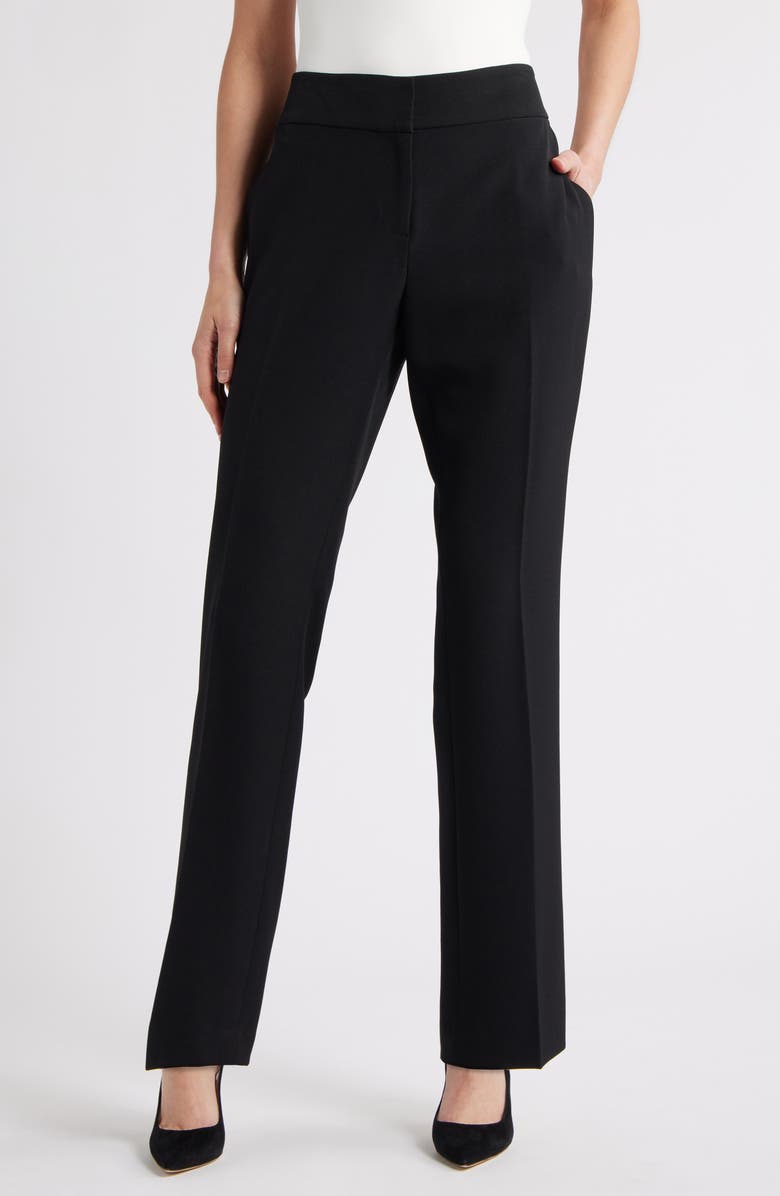 KASPER Flat Front Slim Pants, Main, color, Black