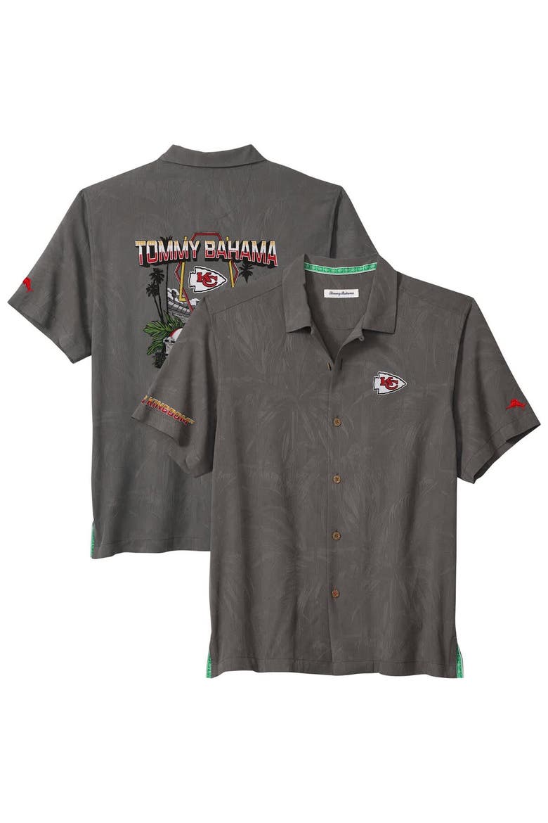 Men's Tommy Bahama  Gray Kansas City Chiefs Endzone Paradise COOLMAX Button-Up Shirt, Main, color, Gray