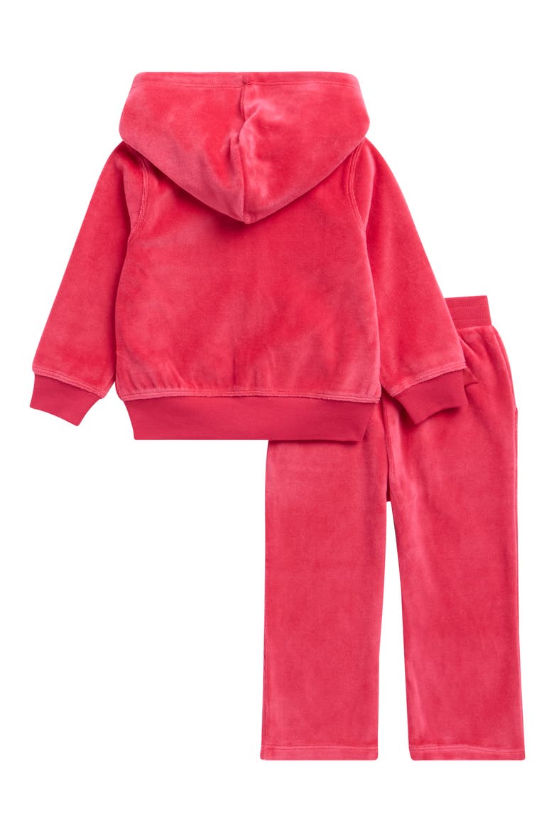 Velour Zip Up Hoodie and Joggers Set, Alternate, color, VELVET RED