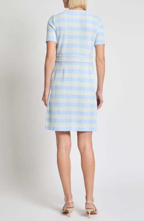 Misook Plaid Button Front Sheath Dress In Artic/butterfield/white