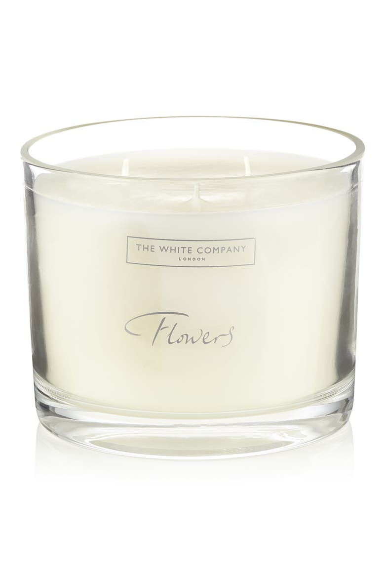 Large Flowers Scented Candle, Main, color, WHITE