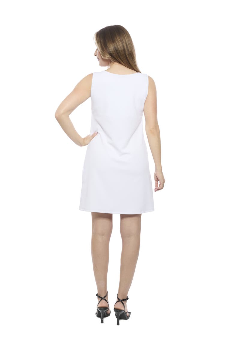 Womens Round Neck Sleeveless A-Line Mini Shift Dress, Alternate, color, White