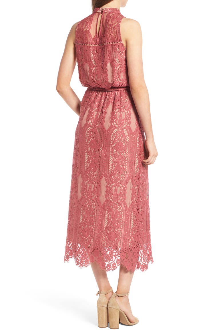 'Portrait' Lace Midi Dress, Alternate, color, RED BAROQUE