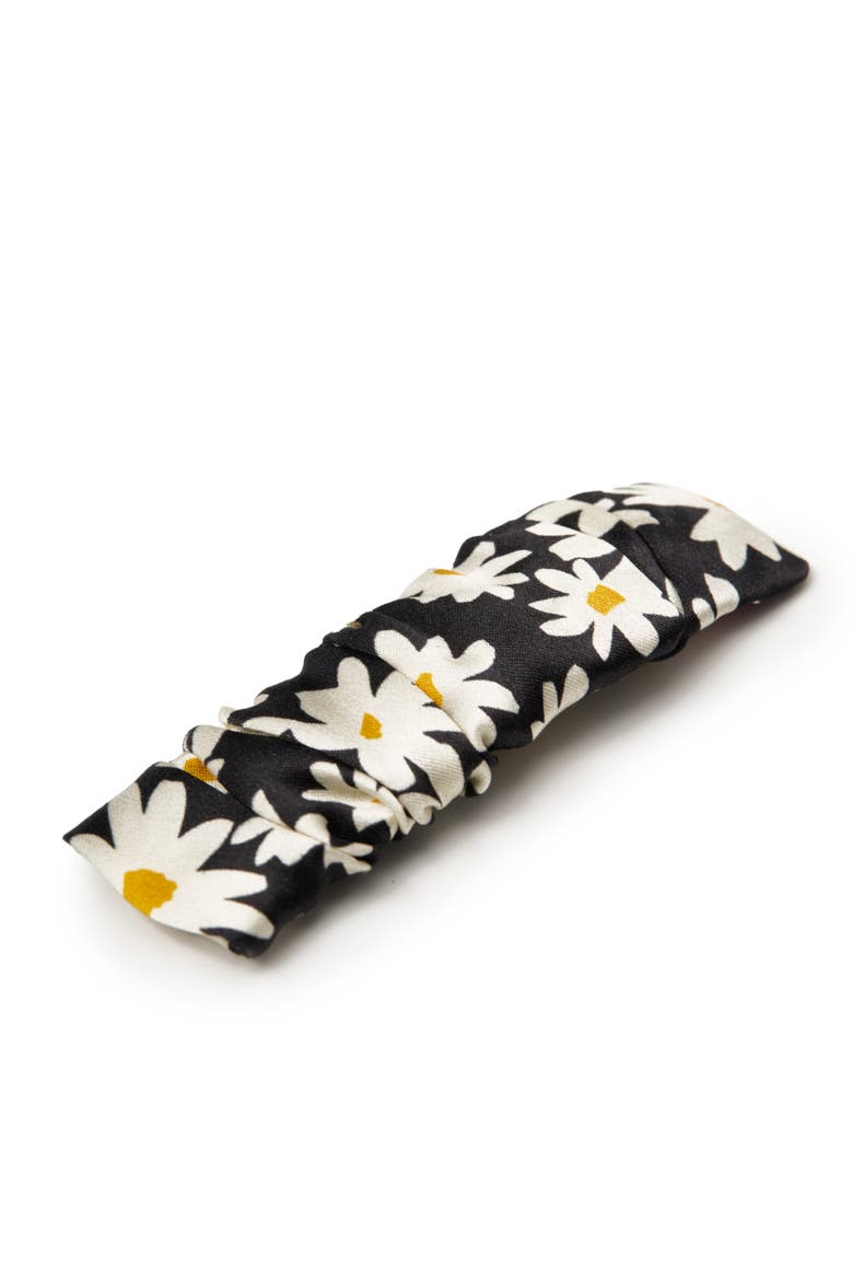 Daisy Silk Hair Barrette Clip, Alternate, color, Black & White