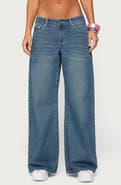 EDIKTED Contrast Stitch Low Rise Baggy Jeans