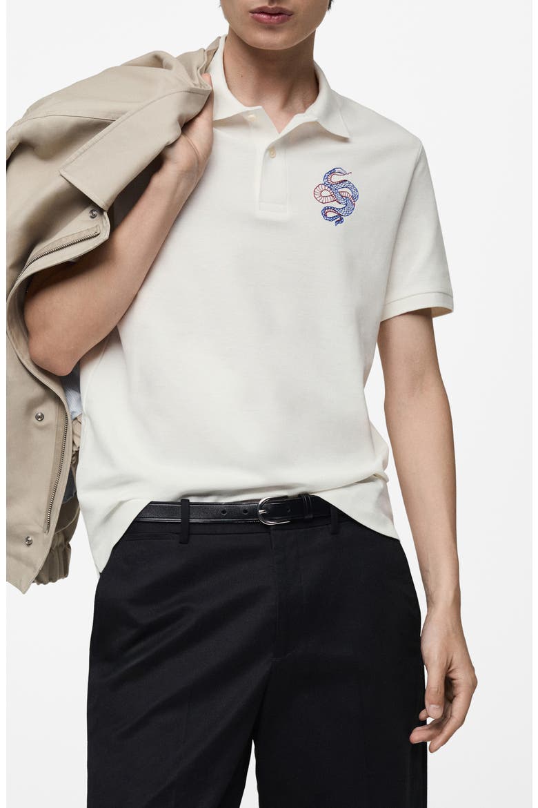 Embroidered Graphic Polo, Main, color, WHITE