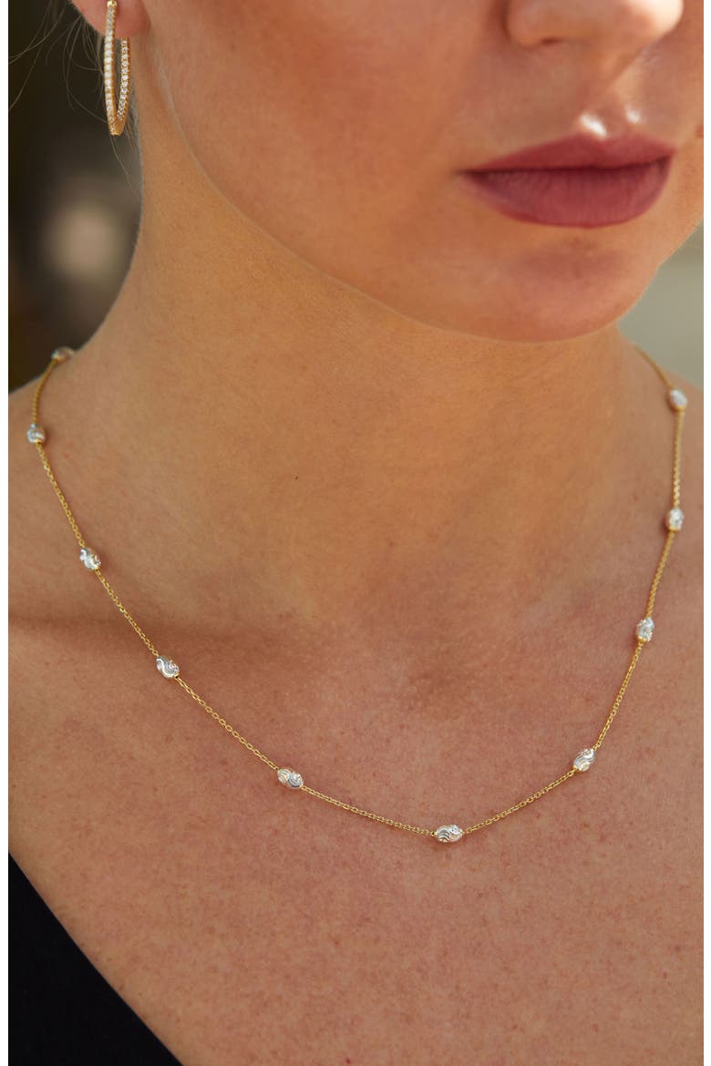 Sparkling Station Chain Necklace, Alternate, color, YELLOW GOLD