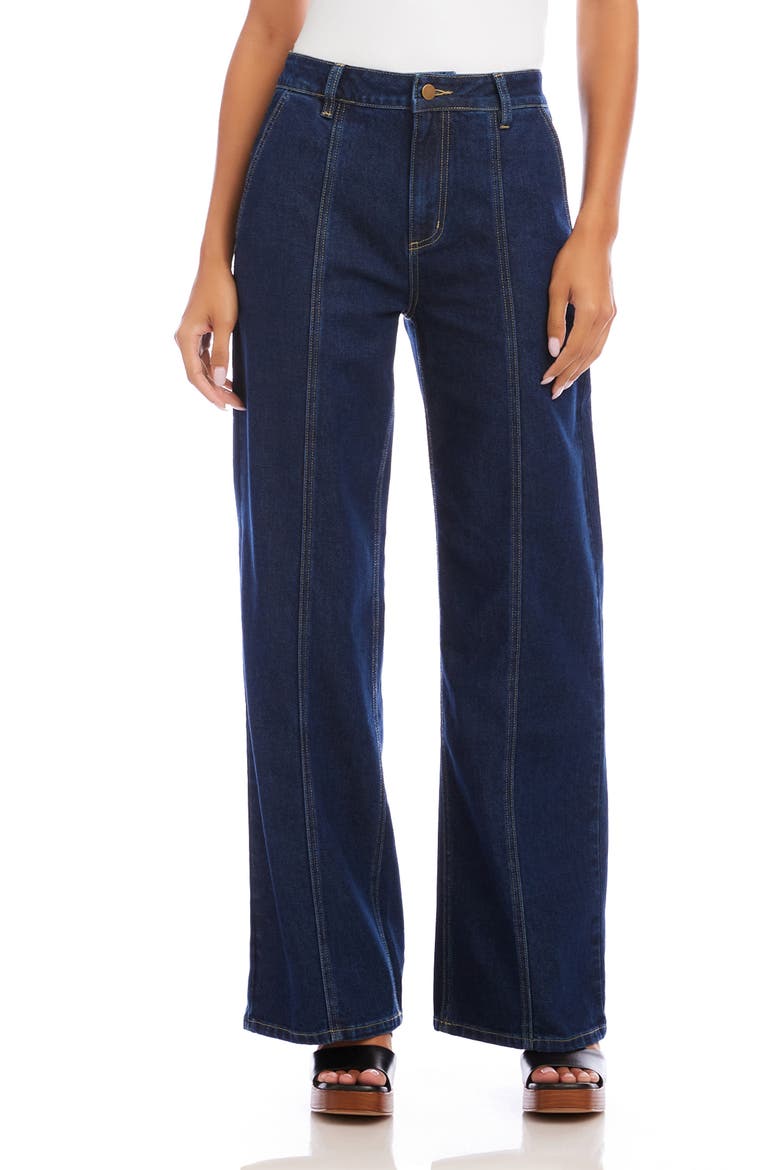 Seam Detail High Waist Wide Leg Trouser Jeans, Main, color, INDIGO